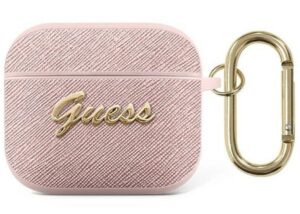 Maciņš austiņām Guess Apple AirPods 3 cover Saffiano Script Metal Collection case Pink