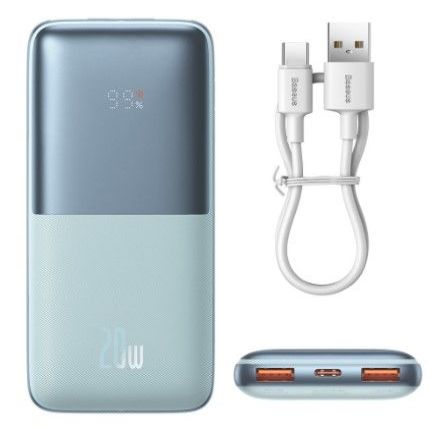 Väline aku Baseus Universal Bipow Pro Power Bank 10000mAh 20W blue with USB Type A - USB Type C 3A 0.3m cable Blue