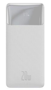 Ārējais akumulators Baseus  Bipow fast charging power bank 10000mAh 20W white (Overseas Edition) + USB-A - Micro USB cable 0.25m White