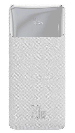 Väline aku Baseus Bipow fast charging power bank 10000mAh 20W white (Overseas Edition) + USB-A - Micro USB cable 0.25m White
