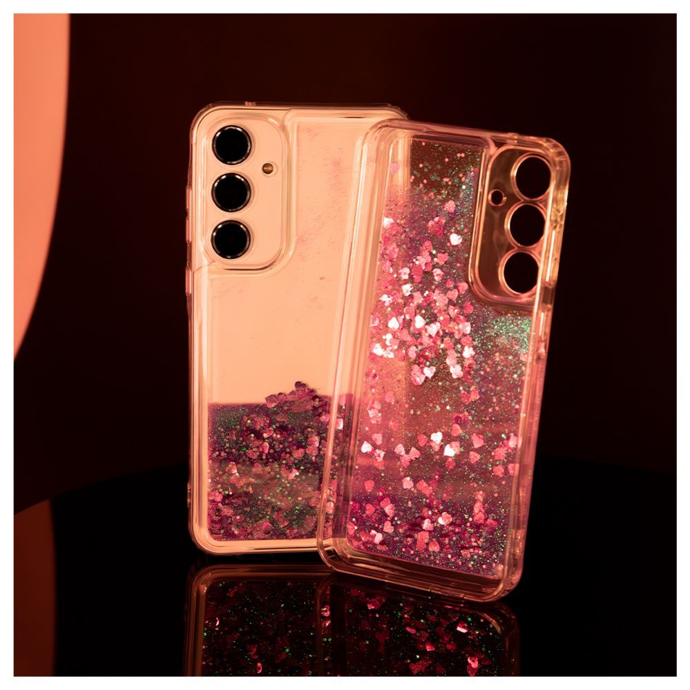 Tagakaaned iLike Samsung Galaxy A55 Silicone Case Water Glitter Pink