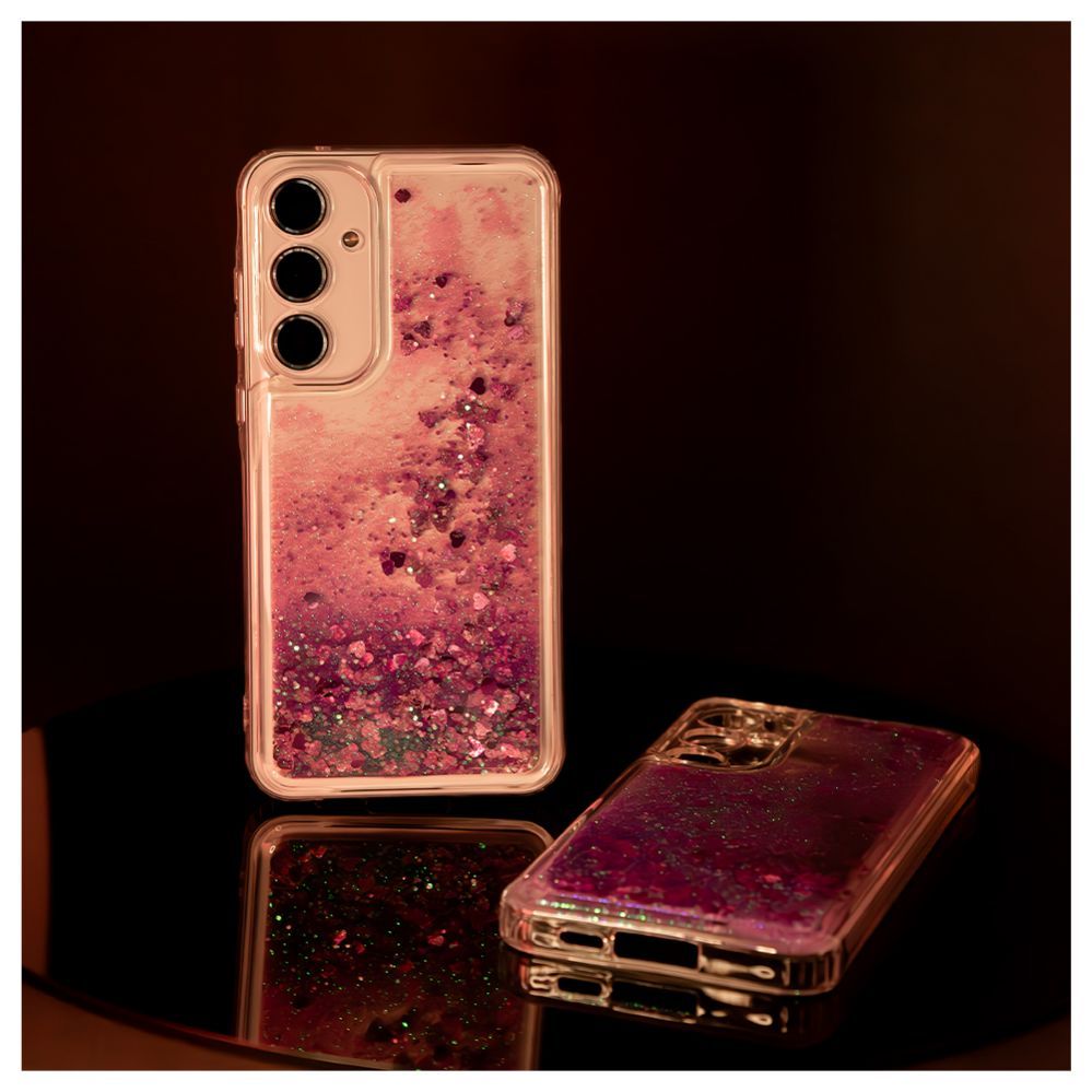 Tagakaaned iLike Samsung Galaxy A55 Silicone Case Water Glitter Pink