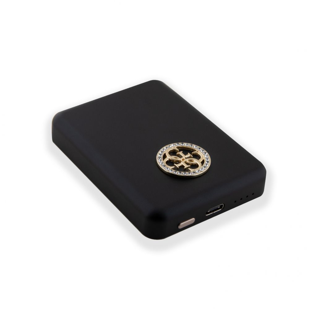 Väline aku Guess Power Bank 5000mAh 15W MagSafe And Regular Charge With Strassed 4G Logo Black