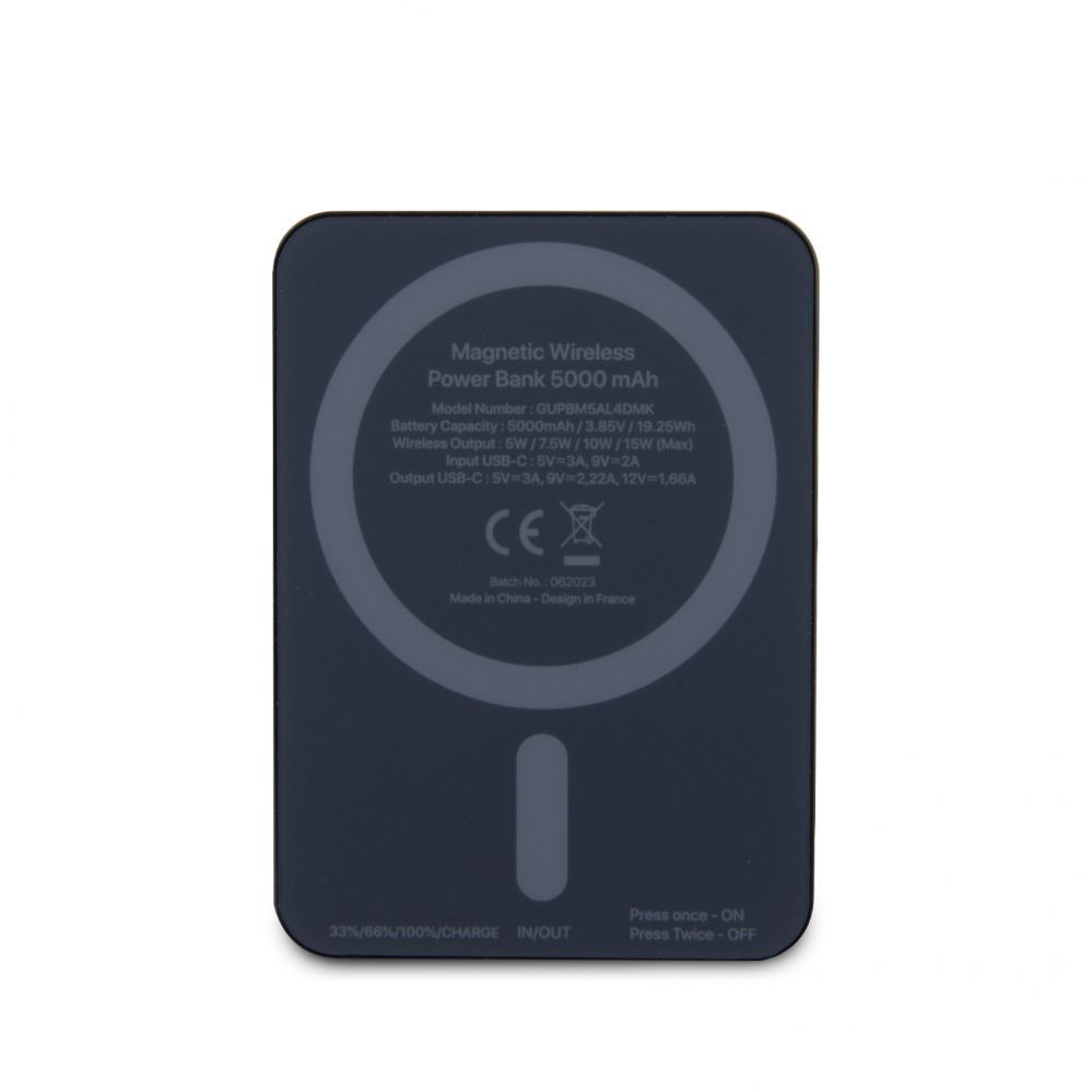 Väline aku Guess Power Bank 5000mAh 15W MagSafe And Regular Charge With Strassed 4G Logo Black
