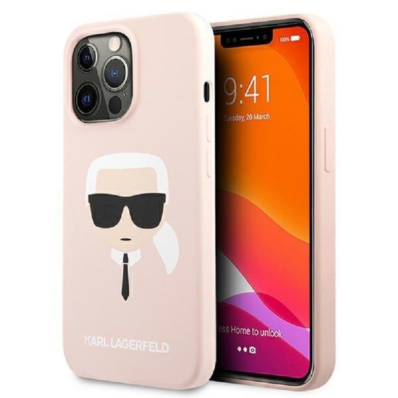 Back panel cover Karl Lagerfeld Apple iPhone 13 Pro Liquid Silicone Karl Head Case Pink