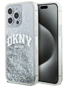 Nugarėlės dėklai DKNY Apple iPhone 15 Pro 6.1 hardcase Liquid Glitter Big Logo Black