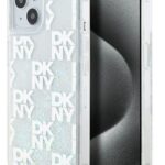 Чехол на заднюю панель DKNY Apple iPhone 15 hardcase Liquid Glitter Multilogo White