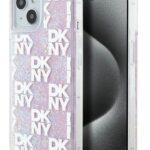 Aizmugurējais vāciņš DKNY Apple iPhone 15 hardcase Liquid Glitter Multilogo Pink
