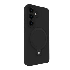 Back panel cover Evelatus Samsung Galaxy S24 Premium Magsafe with Stand Soft Touch Silicone Case Black