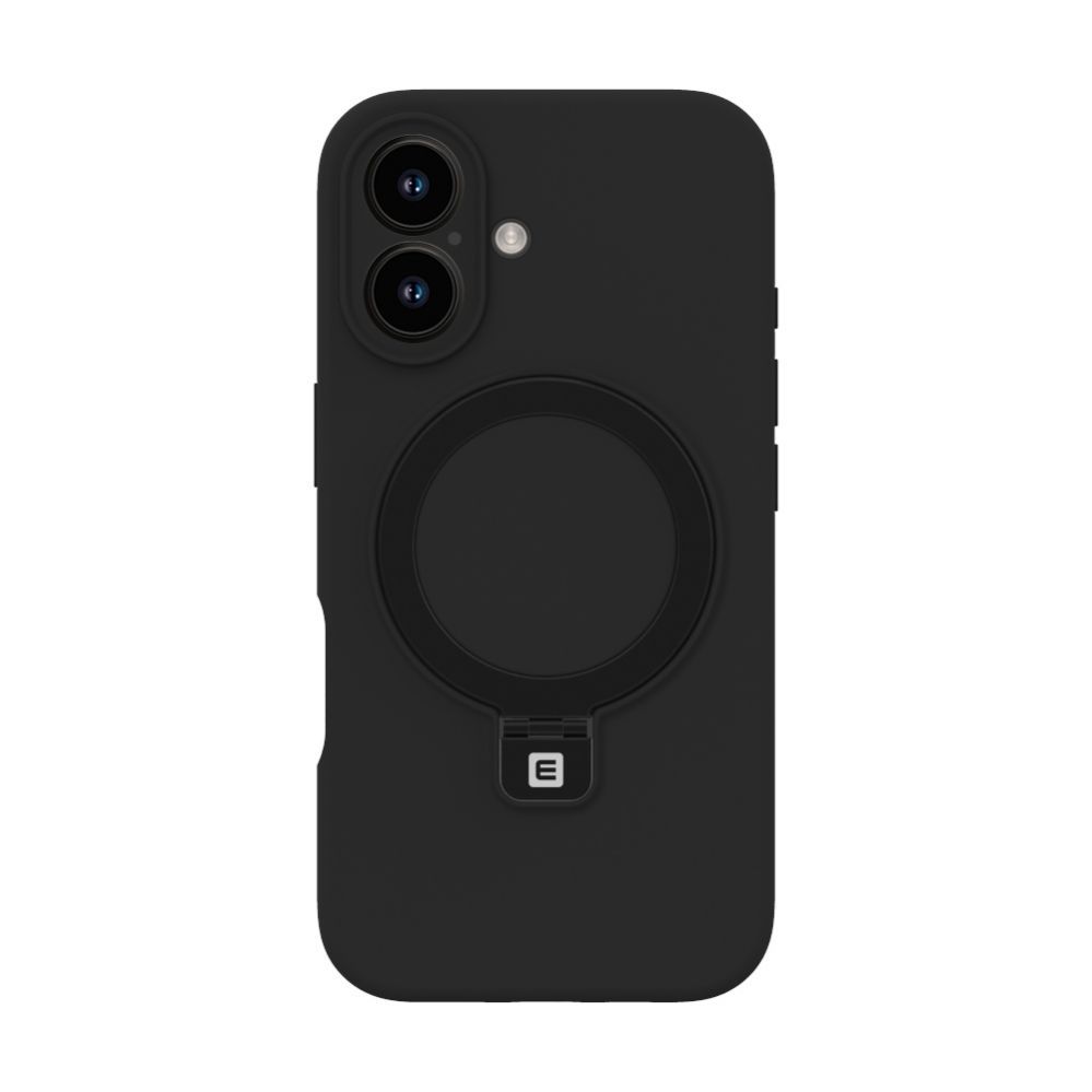 Back panel cover Evelatus Apple iPhone 16 Premium Magsafe with Stand Soft Touch Silicone Case Black