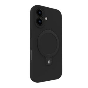 Back panel cover Evelatus Apple iPhone 16 Premium Magsafe with Stand Soft Touch Silicone Case Black