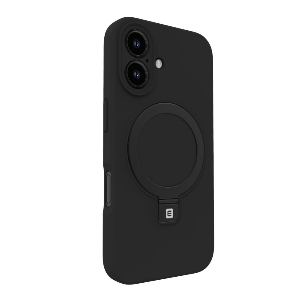 Back panel cover Evelatus Apple iPhone 16 Premium Magsafe with Stand Soft Touch Silicone Case Black