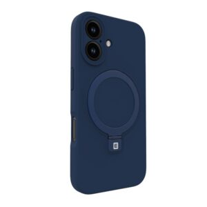 Aizmugurējais vāciņš Evelatus Apple iPhone 16 Premium Magsafe with Stand Soft Touch Silicone Case Dark Blue