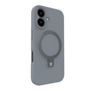 Nugarėlės dėklai Evelatus Apple iPhone 16 Premium Magsafe with Stand Soft Touch Silicone Case Silver