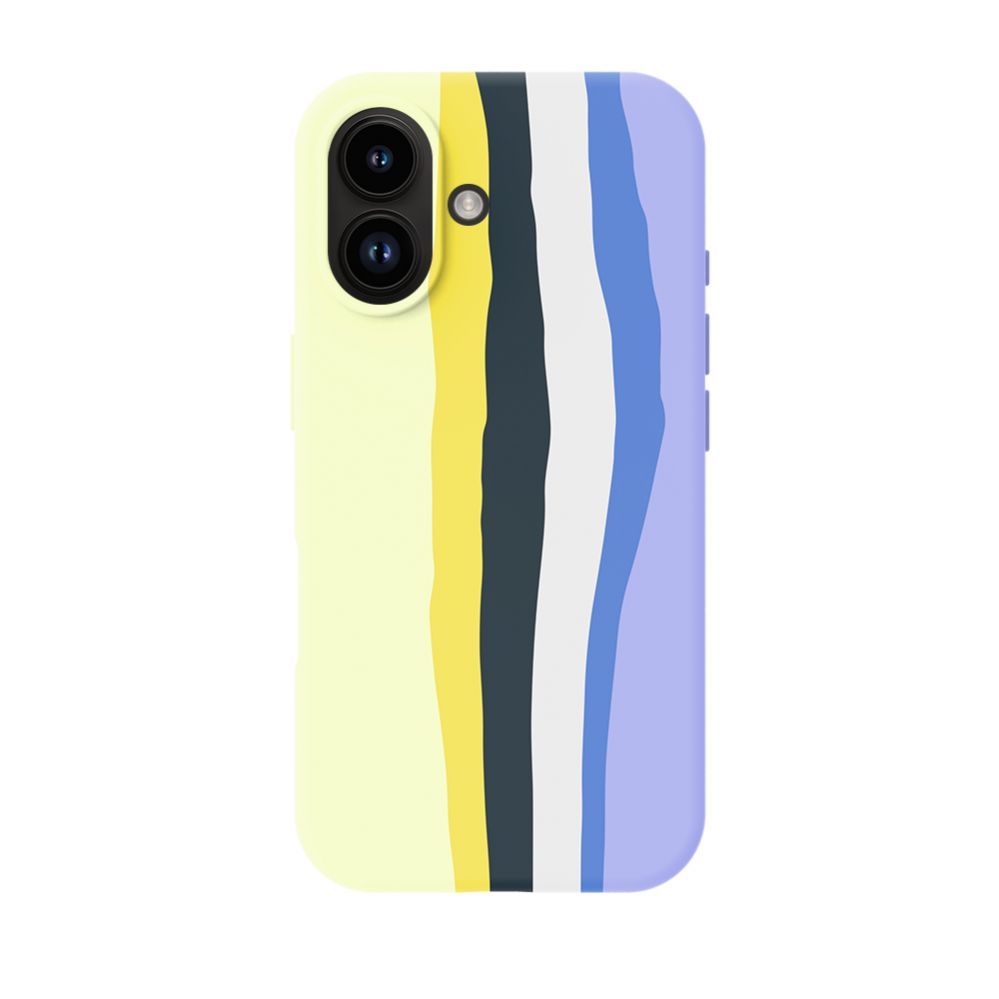 Back panel cover Evelatus Apple iPhone 16 Multi-Colored Silicone Case With MagSafe Crimson White