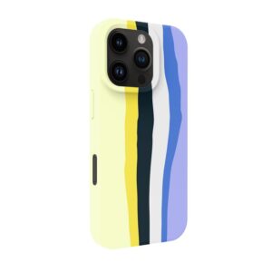 Aizmugurējais vāciņš Evelatus Apple iPhone 16 Pro Multi-Colored Silicone Case With MagSafe Ceramic White