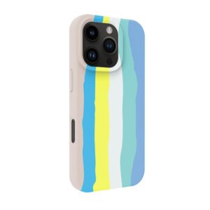 Aizmugurējais vāciņš Evelatus Apple iPhone 16 Pro Multi-Colored Silicone Case With MagSafe Beige Cream