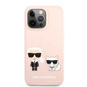 Aizmugurējais vāciņš Karl Lagerfeld Apple iPhone 13 Pro Choupette Liquid Silicone Case Pink