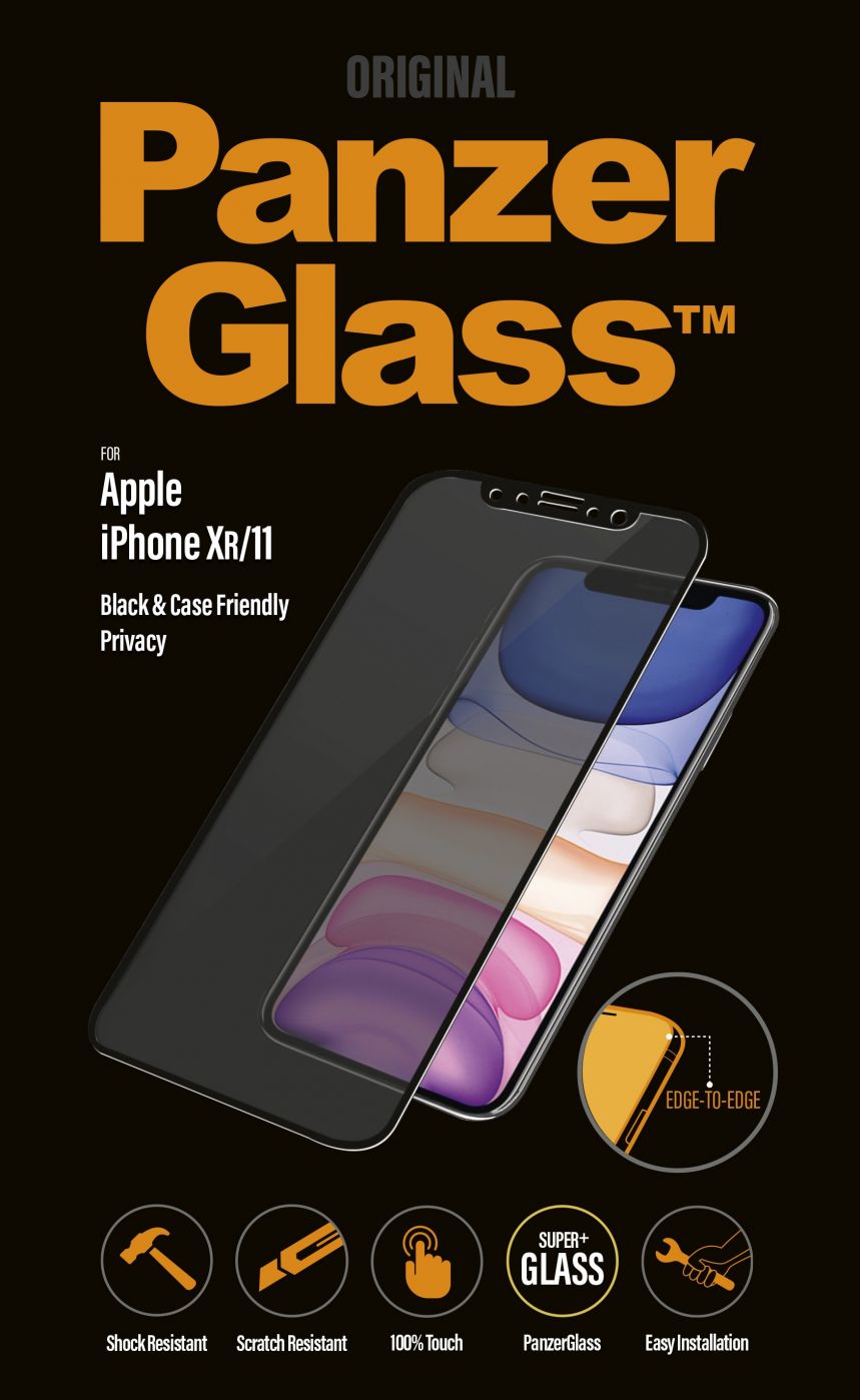 Back panel cover PanzerGlass P2665 Apple, iPhone Xr/11, Tempered glass, Black, Case friendly with Privacy filter