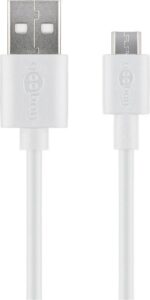 Kabelis Goobay  Micro USB charging and sync cable 43837 White, USB 2.0 micro male (type B), USB 2.0 male (type A) 