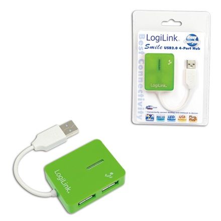Routers Logilink USB 2.0 Hub 4-Port, Smile, Green