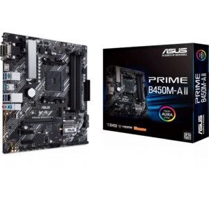 Материнская плата для процессоров Intel Asus  PRIME B450M-A II Memory slots 4, Number of SATA connectors 6 x SATA III, max 128GB, Chipset AMD B, Processor family AMD, Micro ATX, DDR4, Processor socket AM4 