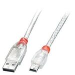 Kabelis LINDY  CABLE USB2 A TO MINI-B 0.5M/TRANSPARENT 41781 
