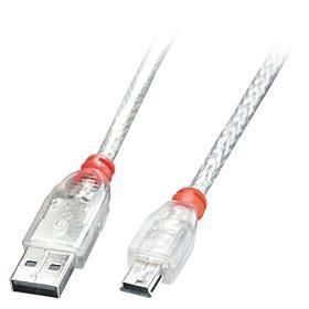 Cable LINDY  CABLE USB2 A TO MINI-B 0.5M/TRANSPARENT 41781 