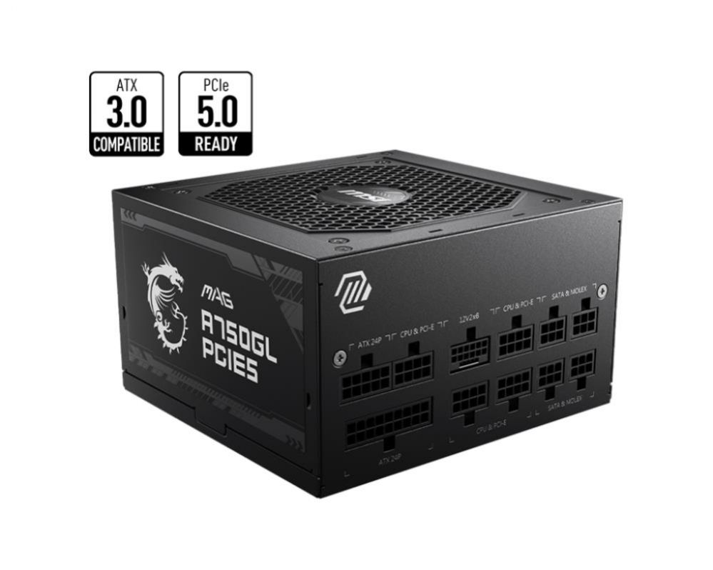 Toiteplokk MSI Power Supply||750 Watts|Efficiency 80 PLUS GOLD|PFC Active|MAGA750GLPCIE5