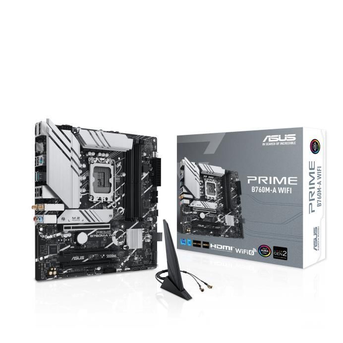 Motherboard for Intel processors Asus Mainboard||Intel B760 Express|LGA1700|Micro-ATX|Memory DDR5|Memory slots 4|3xPCI-Express 4.0 16x|2xM.2|2xHDMI|1xDisplayPort|4xUSB 2.0|2xUSB 3.2|1xPS/2|1xRJ45|3xAudio port|PRIMEB760M-AWIFI