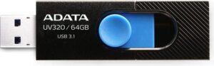 USB atmintinė ADATA  MEMORY DRIVE FLASH USB3.1 64GB/BLACK AUV320-64G-RBKBL 