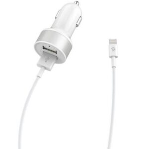 Auto tarvikud Devia  Smart Series Dual USB Car Charger Suit with Lightning Cable (MFi)(2.4A,2USB) white