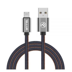 Lādēšanas ierīces un kabeļi Tellur  Data cable, USB to Micro USB, 1m denim 