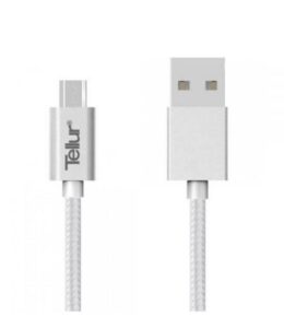 Lādēšanas ierīces un kabeļi Tellur  Data cable, USB to Micro USB, Nylon Braided, 1m silver 