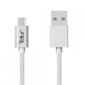 Lādēšanas ierīces un kabeļi Tellur  Data cable, USB to Micro USB, Nylon Braided, 1m silver 