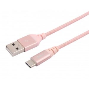 Kabelis Tellur  Data cable, USB to Type-C, made with Kevlar, 3A, 1m rose gold 