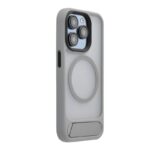 Back panel cover Evelatus Apple iPhone 15 Pro Rubber Coated MagSafe With Stand Case Silver