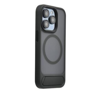 Back panel cover Evelatus Apple iPhone 15 Pro Max Rubber Coated MagSafe With Stand Case Black
