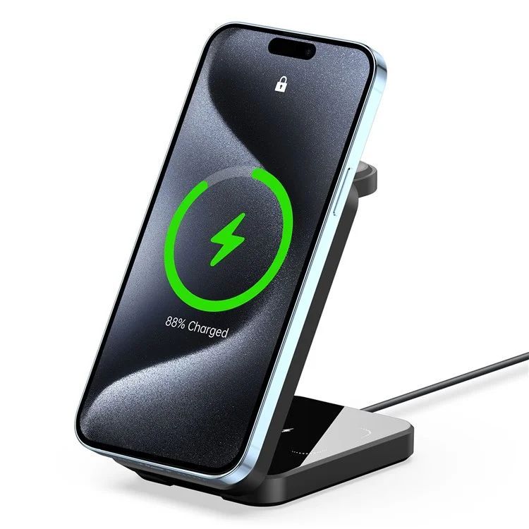 Juhtmeta laadija Duzzona W17 3-in-1 Wireless Charger Stand with MagSafe 15W Black