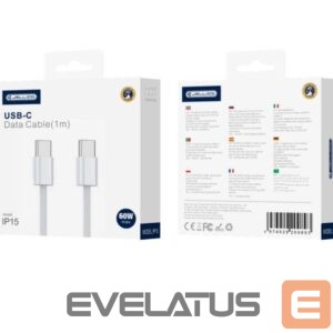 Cable Jellico  IP15 Woven Cotton iPhone 15 / 16 USB-C to USB-C Data & Fast PD 60W Charger Cable 1m White