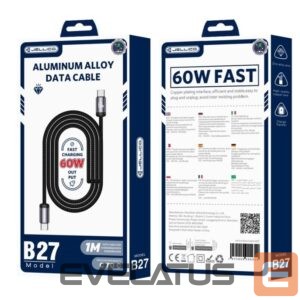 Kaabel Jellico  B27 Woven Cotton Universal USB-C to USB-C Data & Fast PD 60W Charger Cable 1m Black