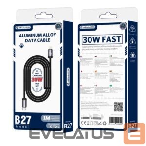 Kaabel Jellico  B27 Woven Cotton iPhone & iPad USB-C to Lightning Data & Fast PD 30W Charger Cable 1m Black