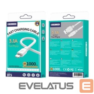 Cable Jellico  B15 Durable-Soft iPhone & iPad Lightning to USB Data & Fast 3.1A Charger Cable 1m White