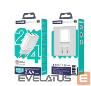 Adapteris Jellico  EU02 12W 2x USB 2.4A Plug Fast Adaptive Charger Universal for all Mobile Devices White