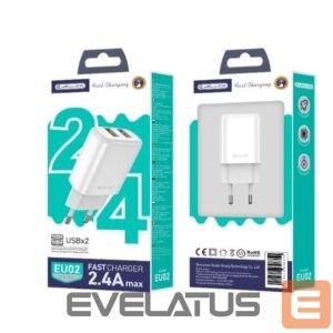 Adaptrid Jellico  EU02 12W 2x USB 2.4A Plug Fast Adaptive Charger Universal for all Mobile Devices White