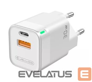 Adapteris Jellico  C44 Mini PD 30W QC 3.0 Smart Adaptive Fast Charger with 1x USB-C (5-20V) / USB 3A White