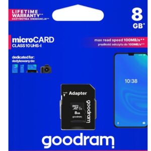 Memory cards Goodram  micro sd memory card - 8GB with adapter Black