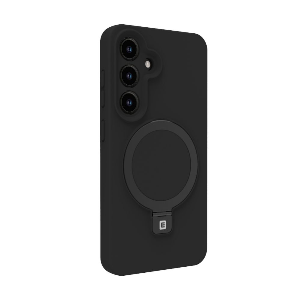 Back panel cover Evelatus Samsung Galaxy S25 Premium Magnetic with Stand Soft Touch Silicone Case Black