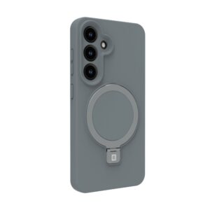 Nugarėlės dėklai Evelatus Samsung Galaxy S25 Premium Magnetic with Stand Soft Touch Silicone Case Silver