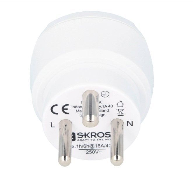 Adaptrid Skross Travel adapter CA EU to DEN - Europe to Denmark White